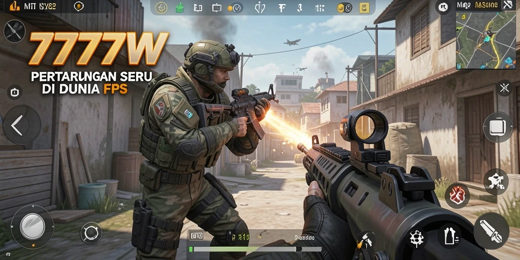 Screenshot utama 7777W menampilkan aksi seru dalam permainan FPS.