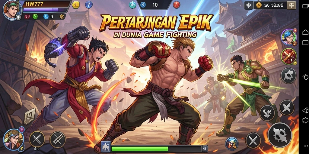 Screenshot HW777 menampilkan aksi pertarungan yang mendebarkan dan karakter unik.