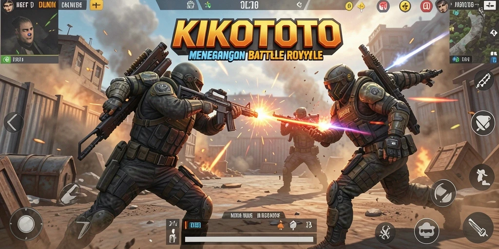 Tampilan gameplay KIKOTOTO yang menegangkan dalam mode Battle Royale.