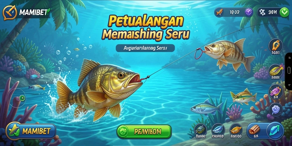 Tampilan gameplay MAMIBET dengan aksi memancing seru.