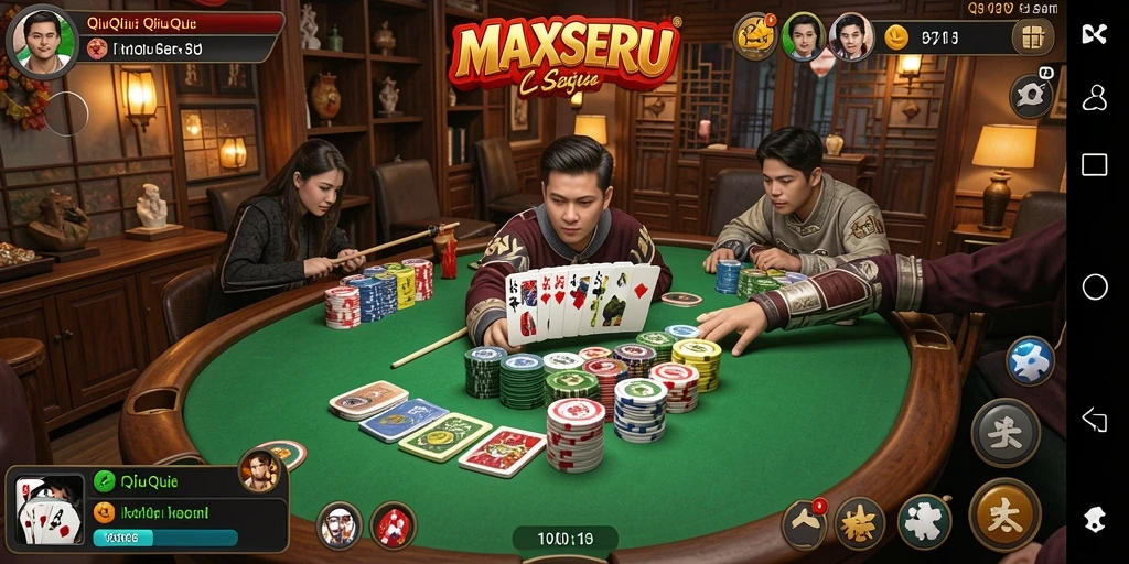 Tampilan gameplay seru dalam permainan QiuQiu MAXSERU.