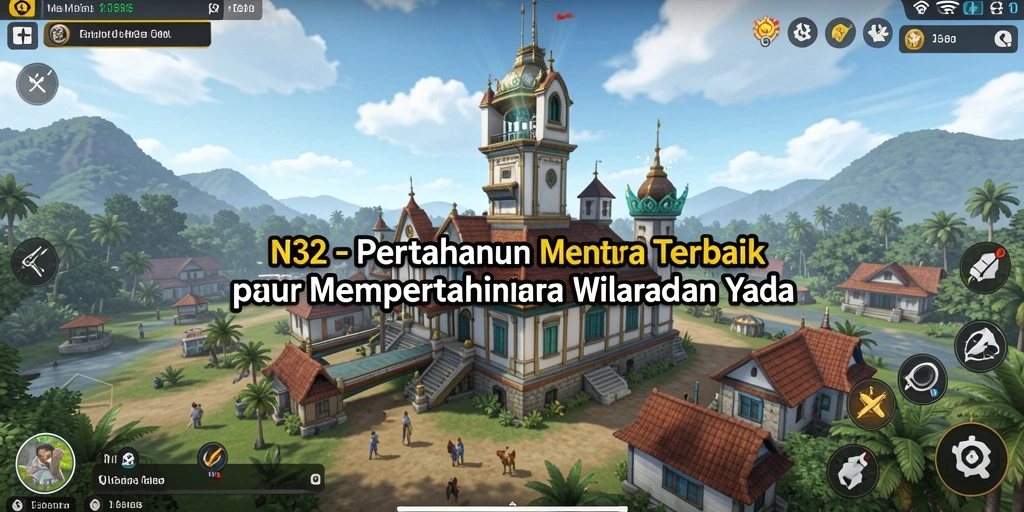 Tampilan gameplay N32 yang seru dalam pertahanan menara.