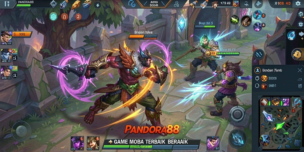 Tampilan seru dari gameplay PANDORA88 dengan aksi MOBA yang menegangkan.