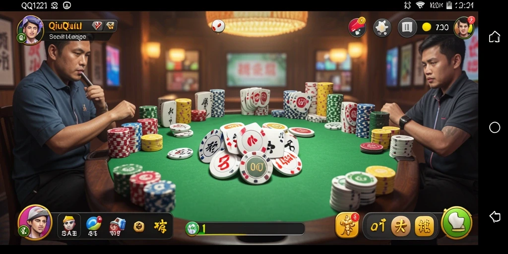 Tampilan gameplay seru dalam QQ1221 dengan kartu QiuQiu.