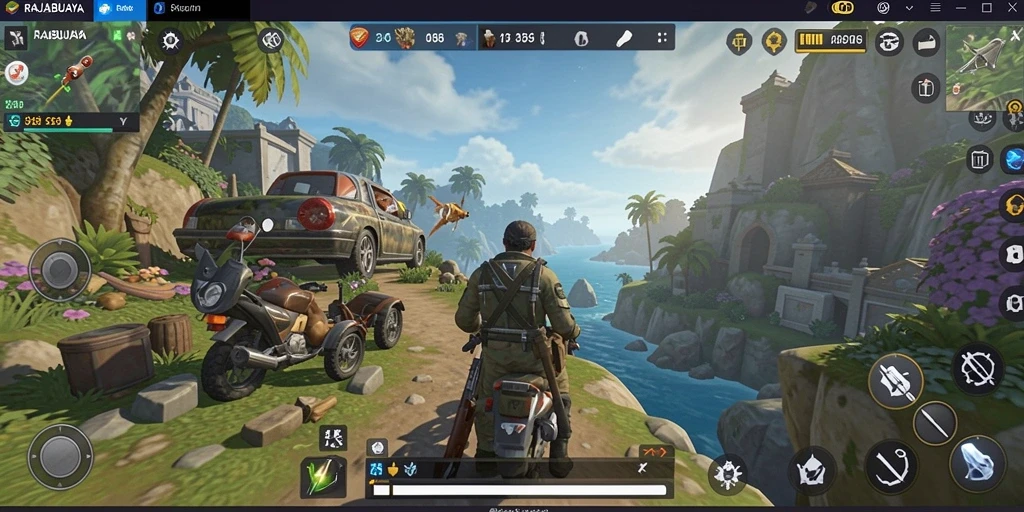 Tangkapan layar gameplay RAJABUAYA yang menunjukkan interaksi karakter dan lingkungan.