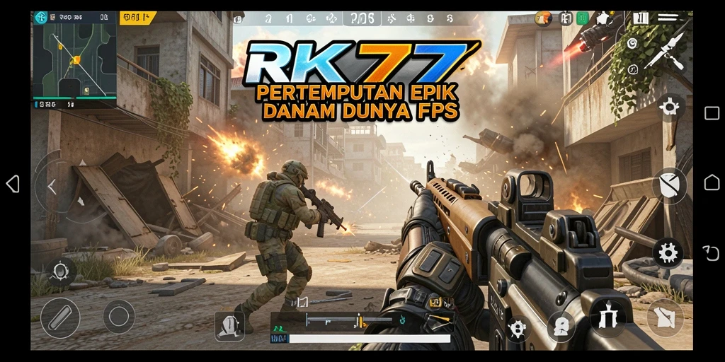 Gameplay RK77 yang intens dengan aksi tembak-menembak seru.
