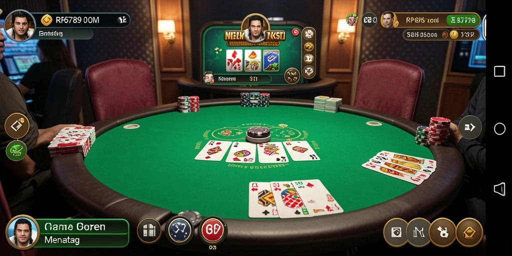 Screenshot gameplay seru dari RP6789 yang menunjukkan aksi poker mendebarkan.