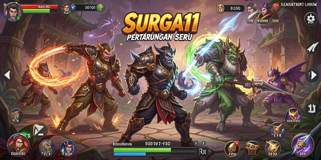 Tangkapan layar dari SURGA11 yang menampilkan pertarungan yang mendebarkan.