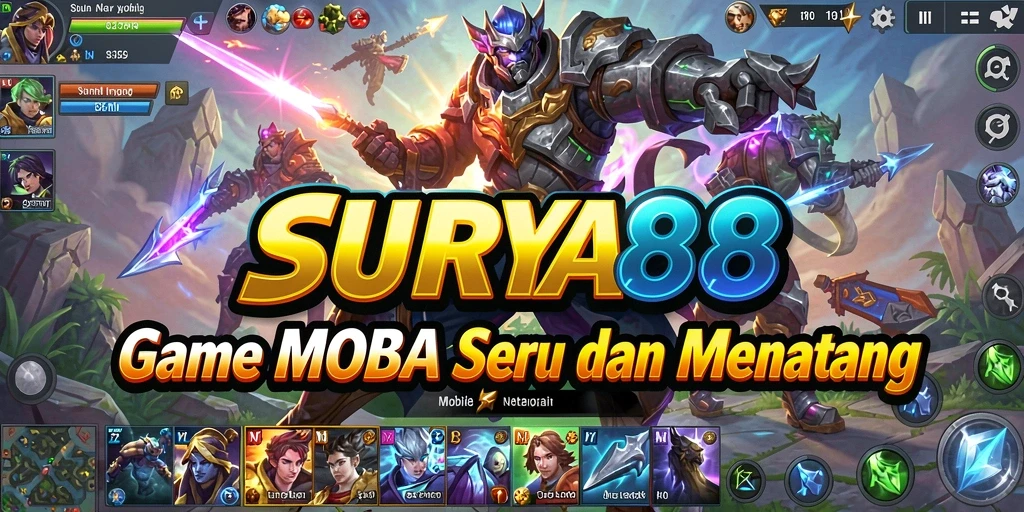 Tampilan interaksi seru dalam pertandingan SURYA88 dengan karakter menarik.