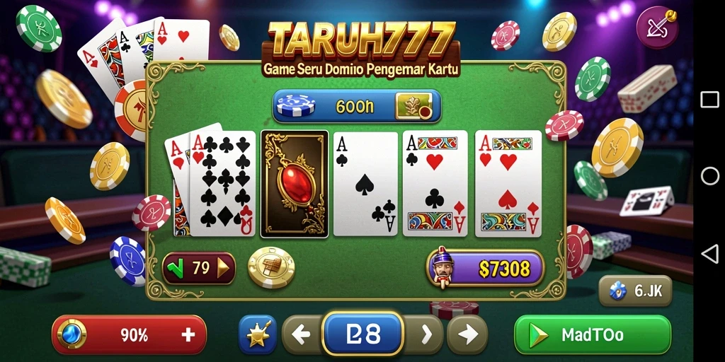 Screenshot TARUH777 menampilkan grafik permainan Domino yang menawan.